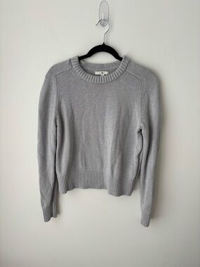 Banana Republic Cotton Silk Sweater Grey Cropped Crewneck Minimalist